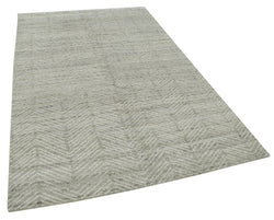 Collection of 5' 1'' x 8' 1'' Beige Color Moroccan Rug in a gallery layout