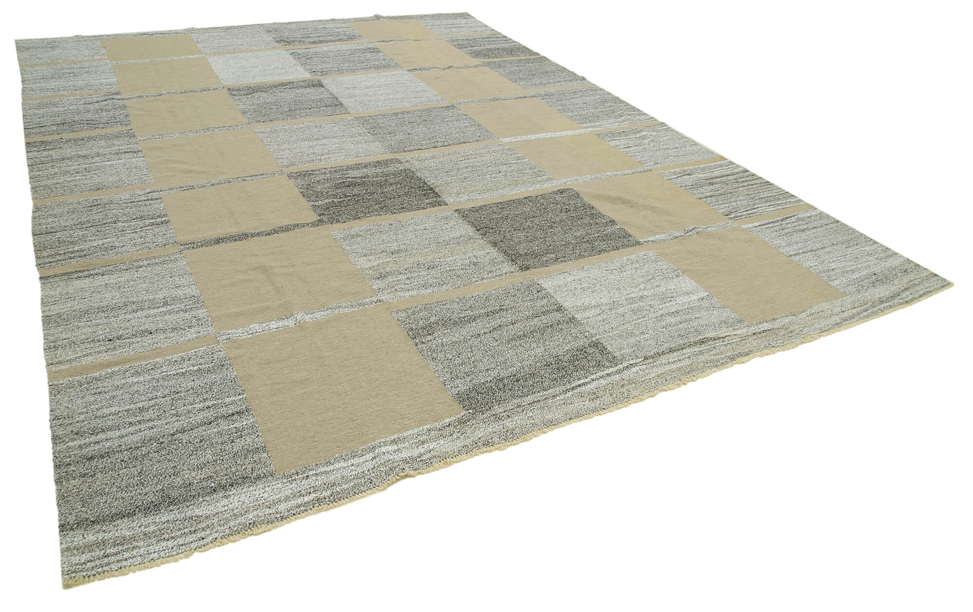 Collection of 10' 2'' x 13' 9'' Modern Handwoven Kilim Rug in a gallery layout