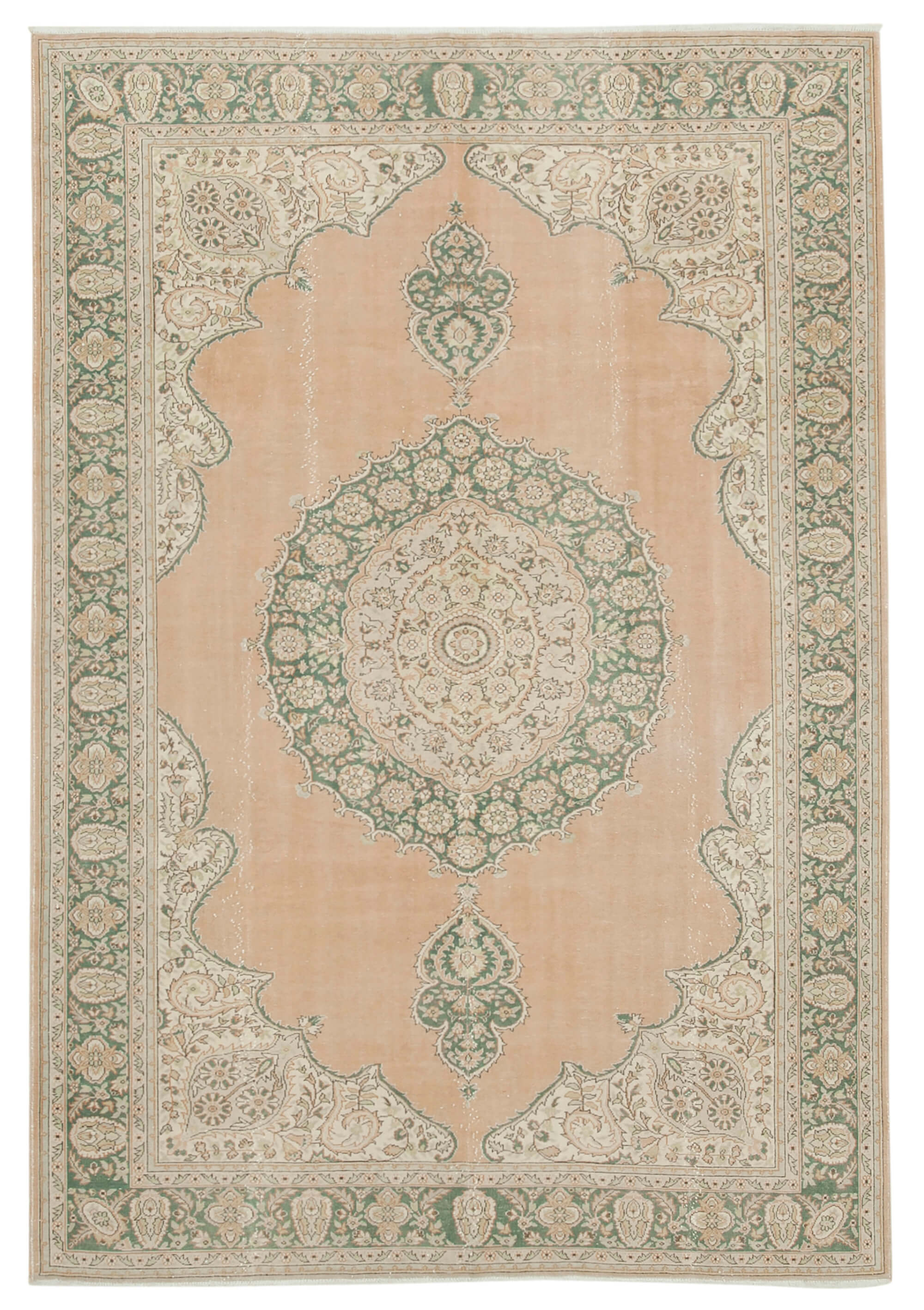 Collection of 6' 9'' x 9' 10'' Hand-Knotted Turkish Vintage Rug in a gallery layout