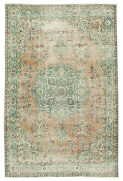 Collection of 6' 9'' x 10' 5'' Hand-Knotted Vintage Turkish Rug in a gallery layout