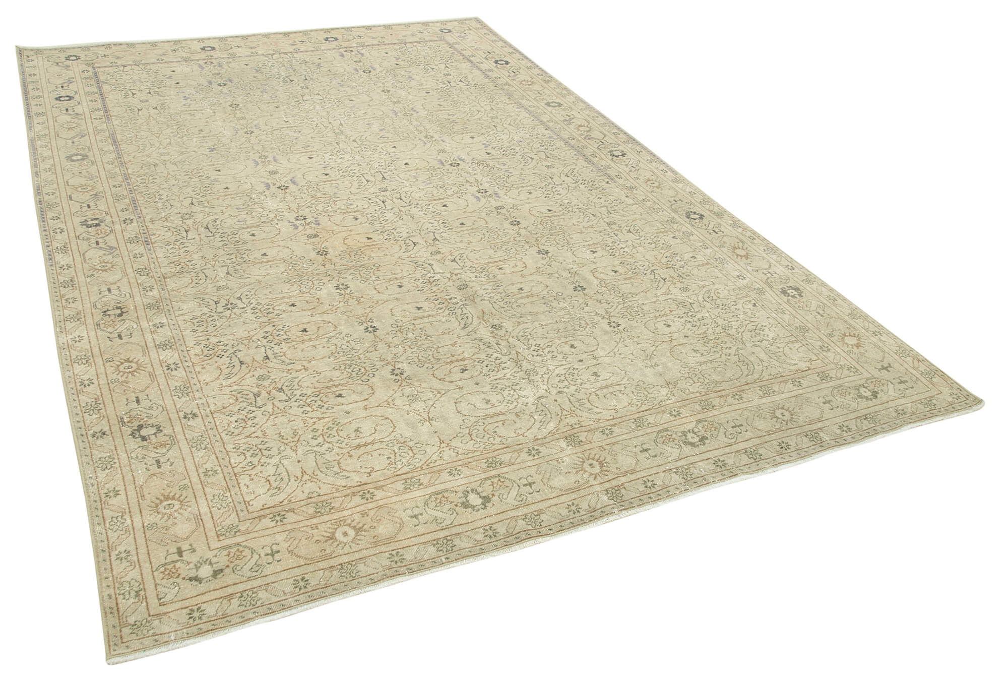 Collection of 6' 5'' x 9' 4'' Beige Vintage Turkish Rug in a gallery layout