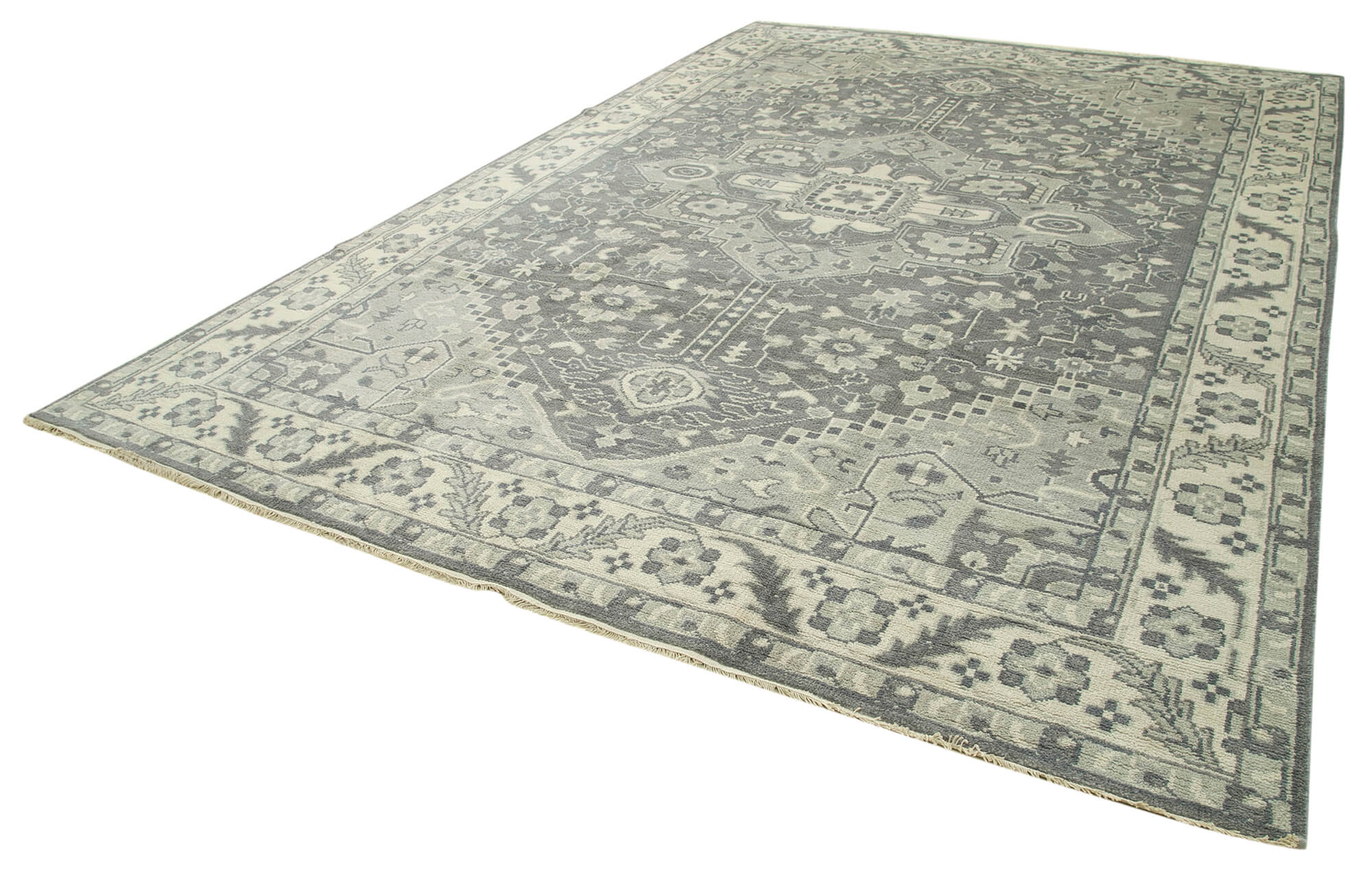 Collection of 9' 11'' x 13' 11'' Handmade Oriental Oushak Rug in a gallery layout