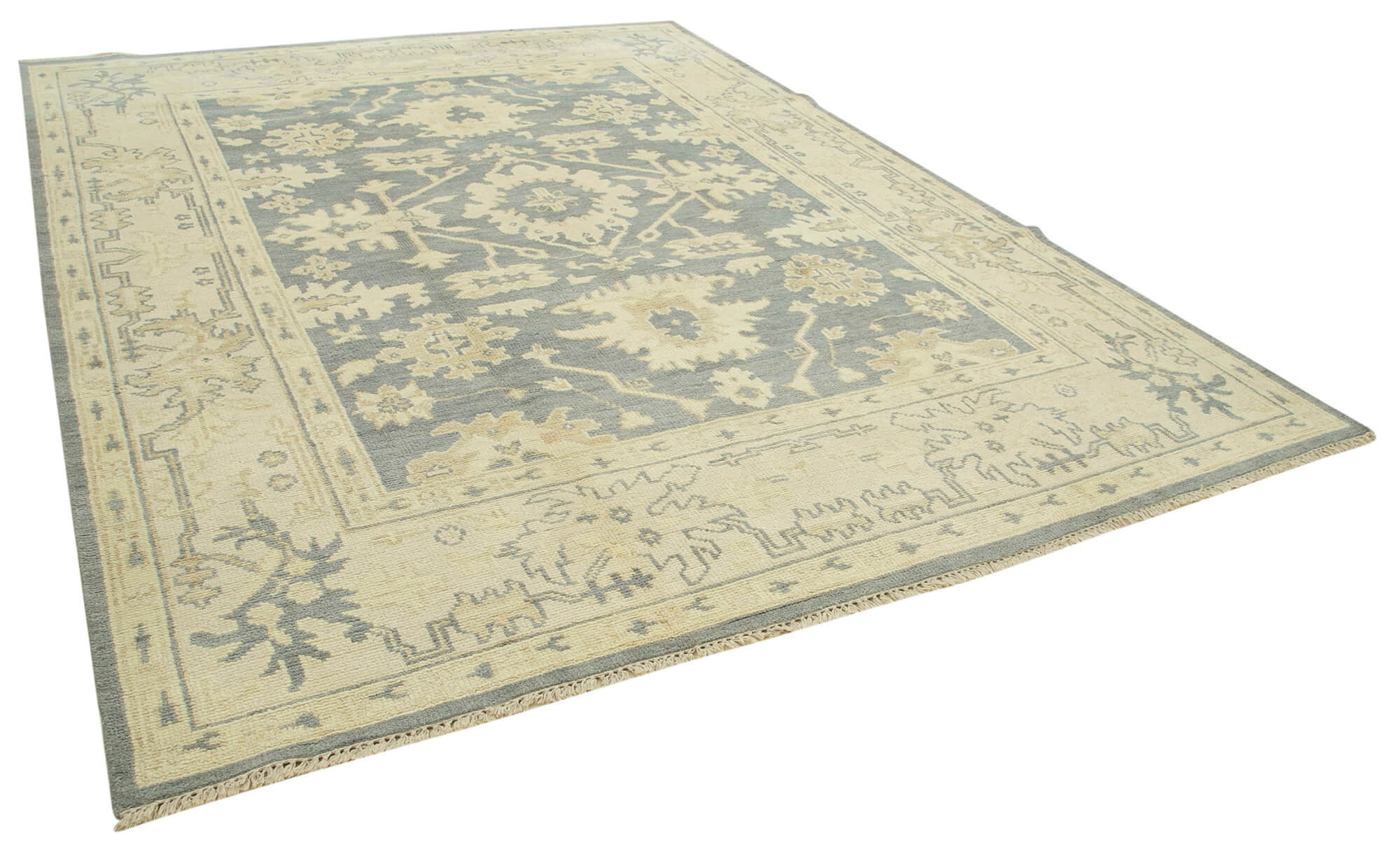 Collection of 8' 11'' x 11' 10'' Beige Handmade Oushak Rug in a gallery layout