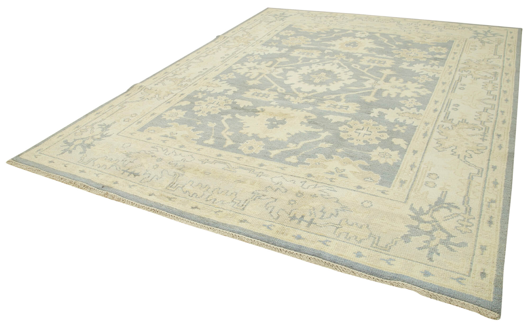 Collection of 8' 11'' x 11' 10'' Beige Handmade Oushak Rug in a gallery layout