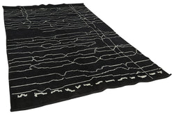 Collection of 6' 3'' x 10' 2'' Black Color Moroccan Rug in a gallery layout