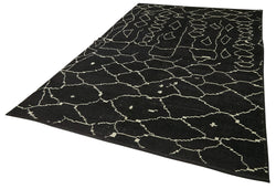 Collection of 6' 5'' x 9' 9'' Black Color Moroccan Rug in a gallery layout