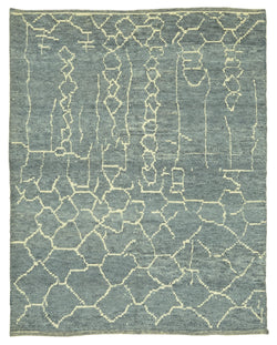 Collection of 6' x 7' 5'' Blue Color Moroccan Rug in a gallery layout