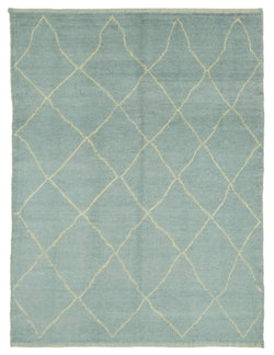 Collection of 5' 8'' x 7' 3'' Blue Color Moroccan Rug in a gallery layout