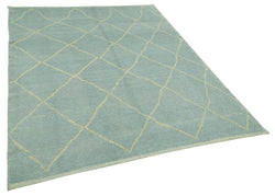 Collection of 5' 8'' x 7' 3'' Blue Color Moroccan Rug in a gallery layout