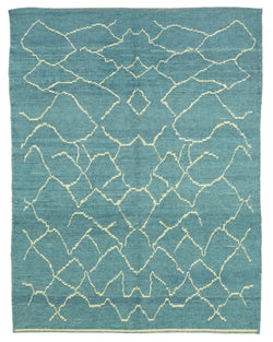 Collection of 5' 7'' x 7' 4'' Blue Color Moroccan Rug in a gallery layout