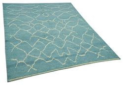 Collection of 5' 7'' x 7' 4'' Blue Color Moroccan Rug in a gallery layout