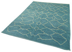 Collection of 5' 7'' x 7' 4'' Blue Color Moroccan Rug in a gallery layout