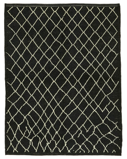 Collection of 5' 10'' x 7' 7'' Black Color Moroccan Rug in a gallery layout