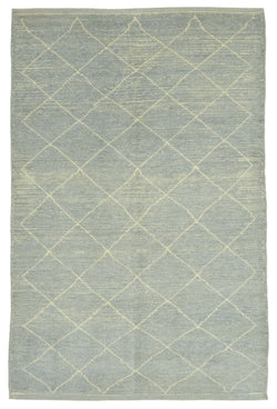 Collection of 5' 1'' x 7' 9'' Grey Color Moroccan Rug in a gallery layout