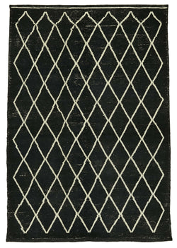 Collection of 5' 5'' x 7' 9'' Black Color Moroccan Rug in a gallery layout