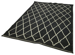 Collection of 5' 5'' x 7' 9'' Black Color Moroccan Rug in a gallery layout