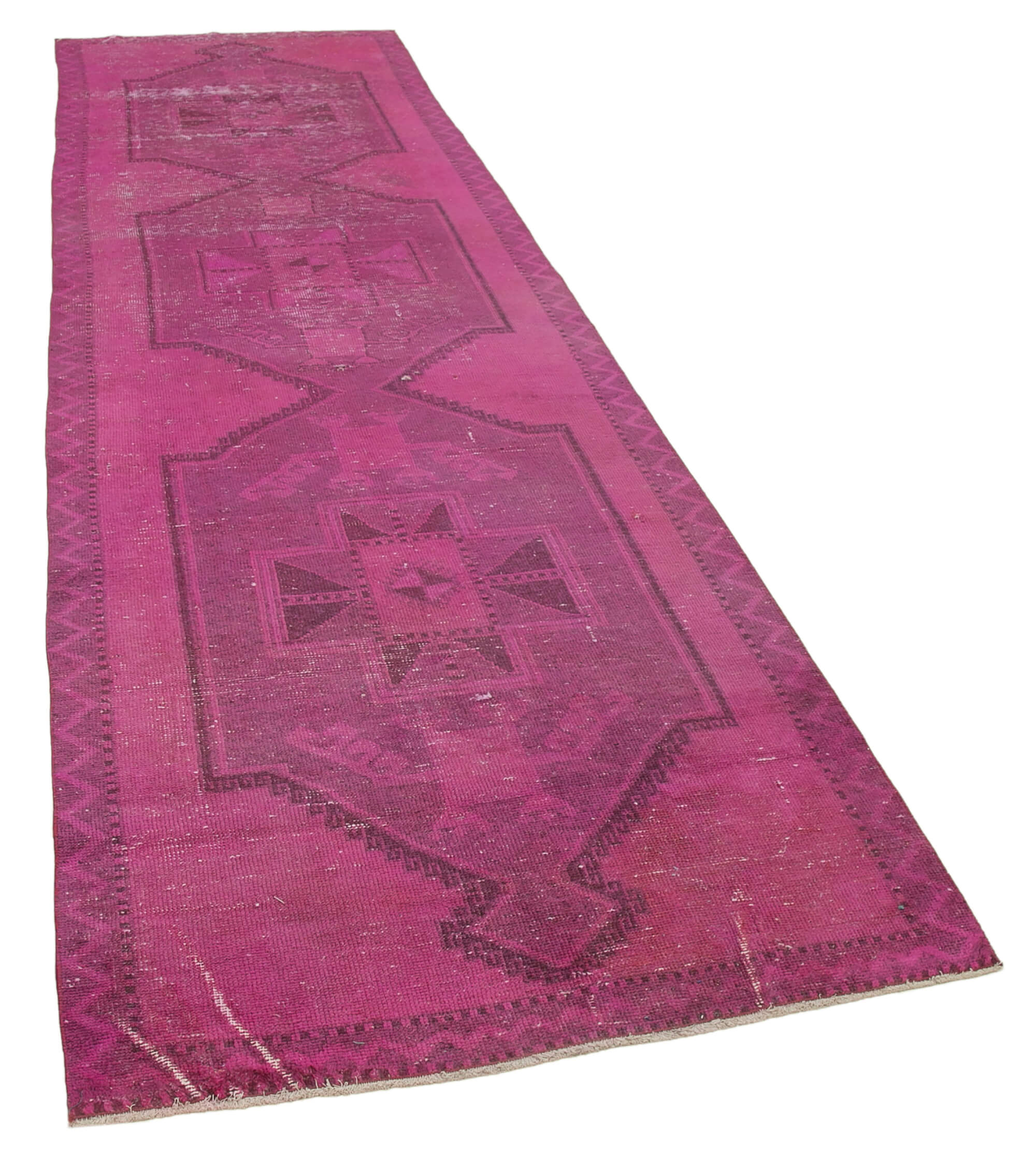 Collection of 3' 10'' x 13' 1'' Pink Vintage Runner Rug in a gallery layout