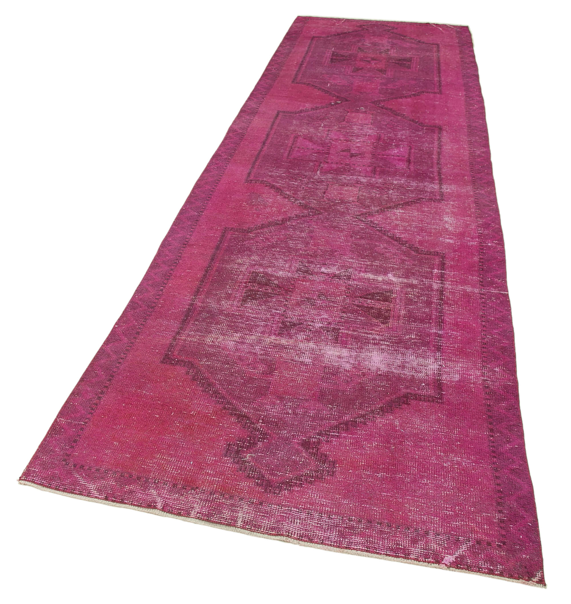 Collection of 3' 10'' x 13' 1'' Pink Vintage Runner Rug in a gallery layout