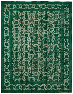 Collection of 9' 11'' x 12' 8'' Handmade Large Green Rug in a gallery layout