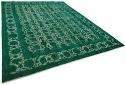 Collection of 9' 11'' x 12' 8'' Handmade Large Green Rug in a gallery layout