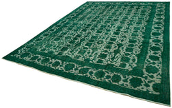 Collection of 9' 11'' x 12' 8'' Handmade Large Green Rug in a gallery layout