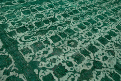 Collection of 9' 11'' x 12' 8'' Handmade Large Green Rug in a gallery layout