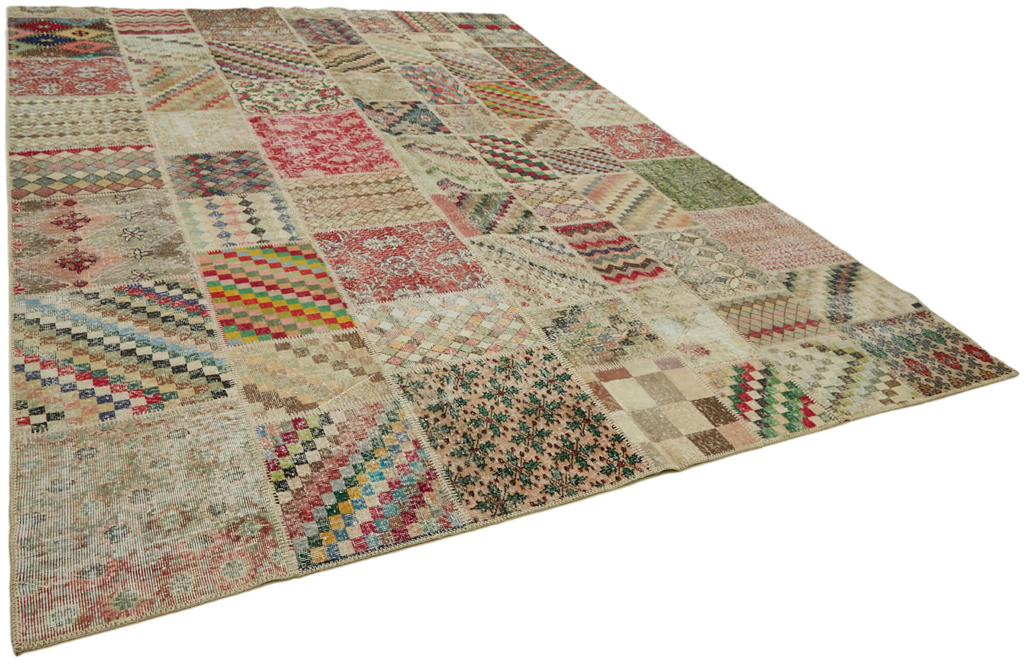 Collection of 9' 10'' x 13' 1'' Handmade Patchwork Rug in a gallery layout