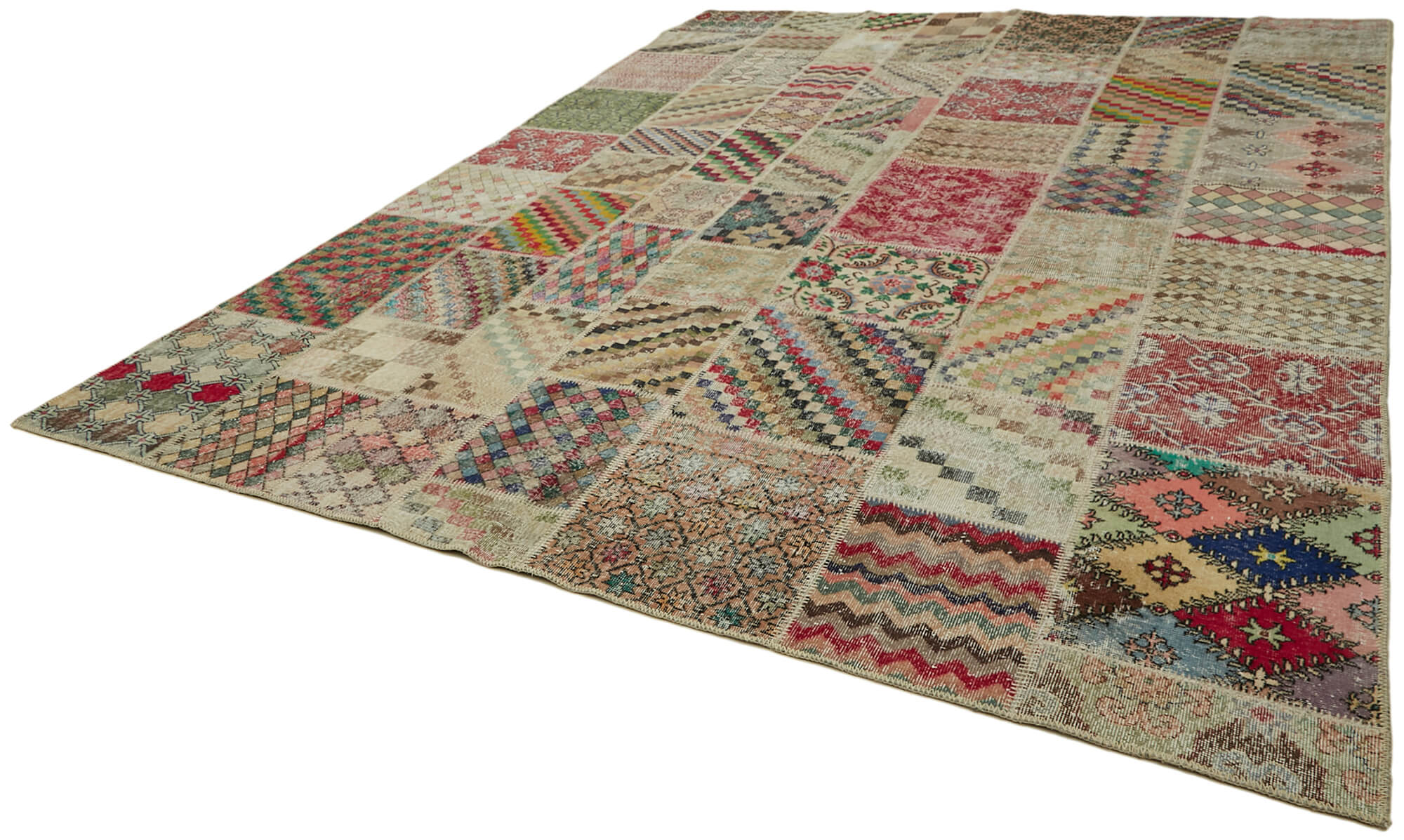 Collection of 9' 10'' x 13' 1'' Handmade Patchwork Rug in a gallery layout