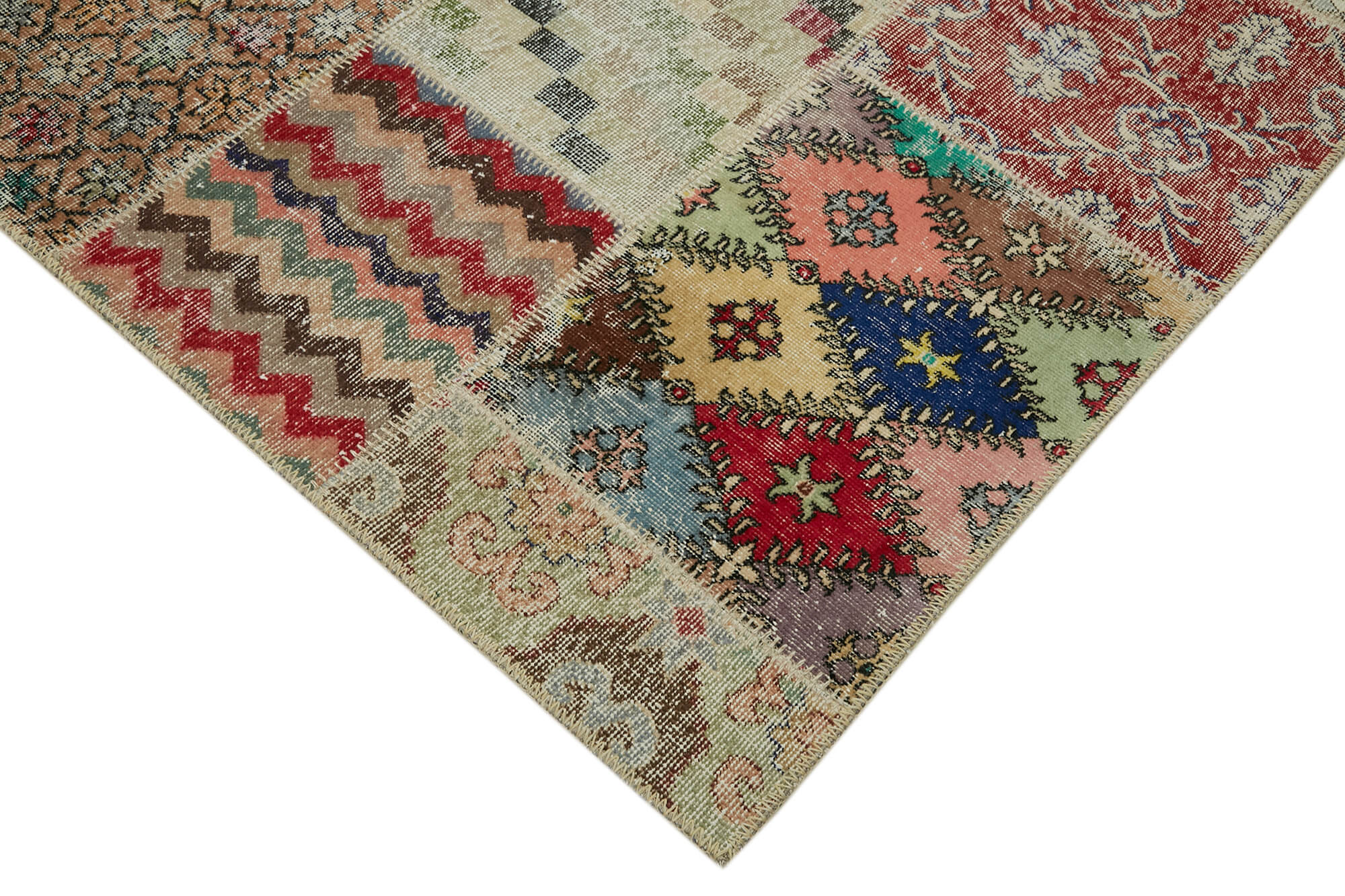 Collection of 9' 10'' x 13' 1'' Handmade Patchwork Rug in a gallery layout