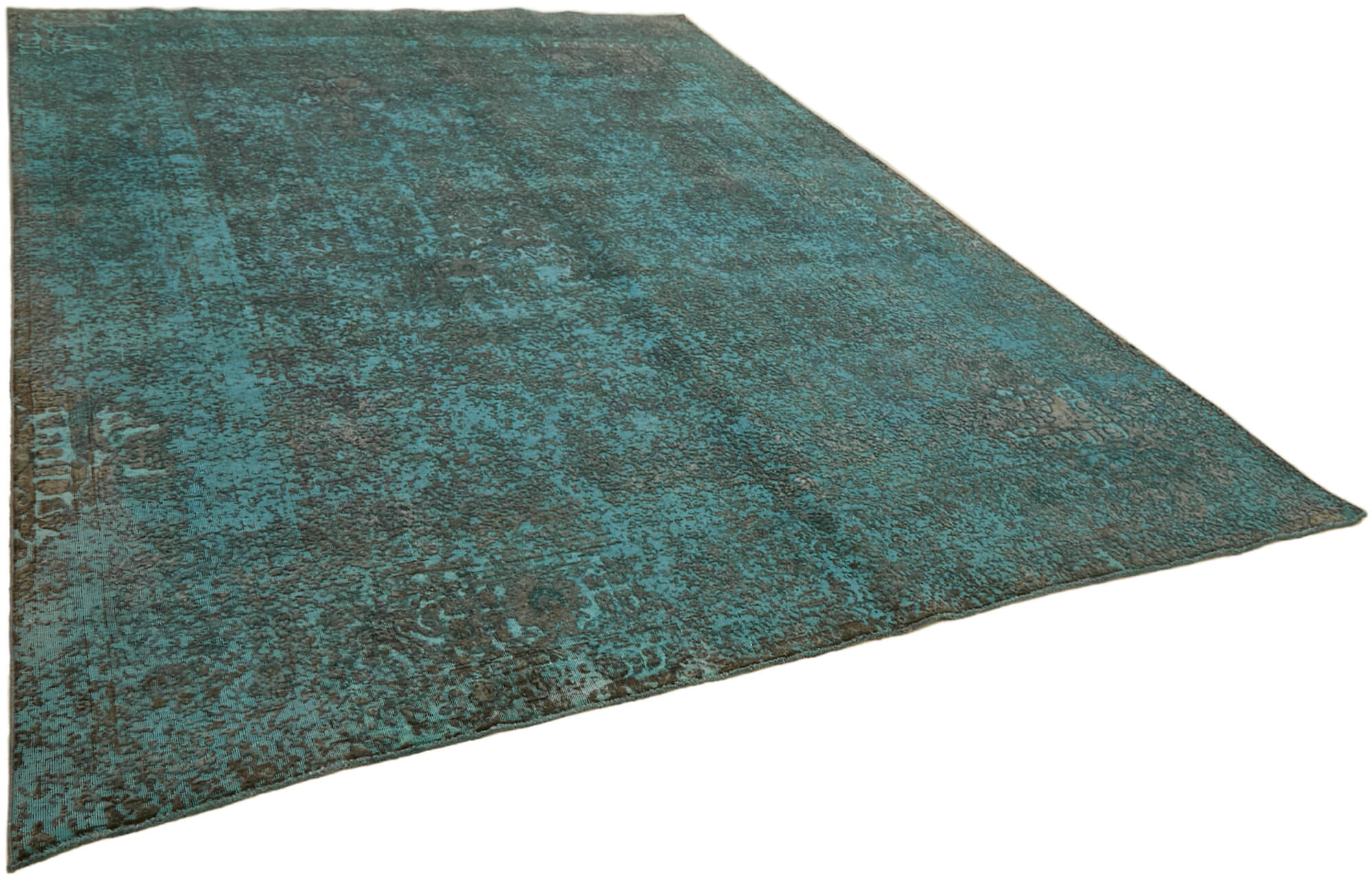 Collection of 9' 7'' x12' 10'' Turquoise Over-dyed Large Rug in a gallery layout