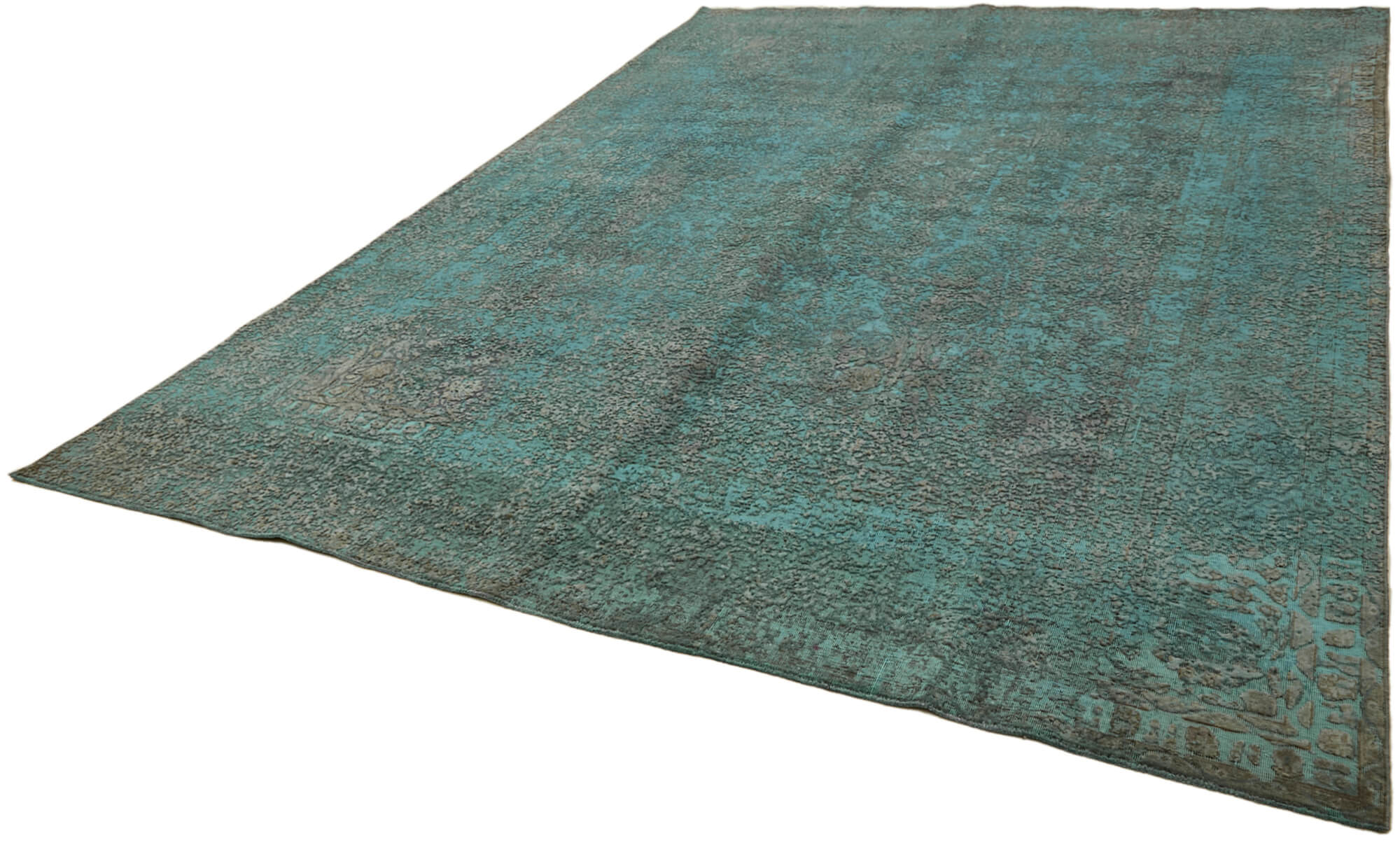 Collection of 9' 7'' x12' 10'' Turquoise Over-dyed Large Rug in a gallery layout