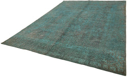 Collection of 9' 7'' x12' 10'' Turquoise Over-dyed Large Rug in a gallery layout