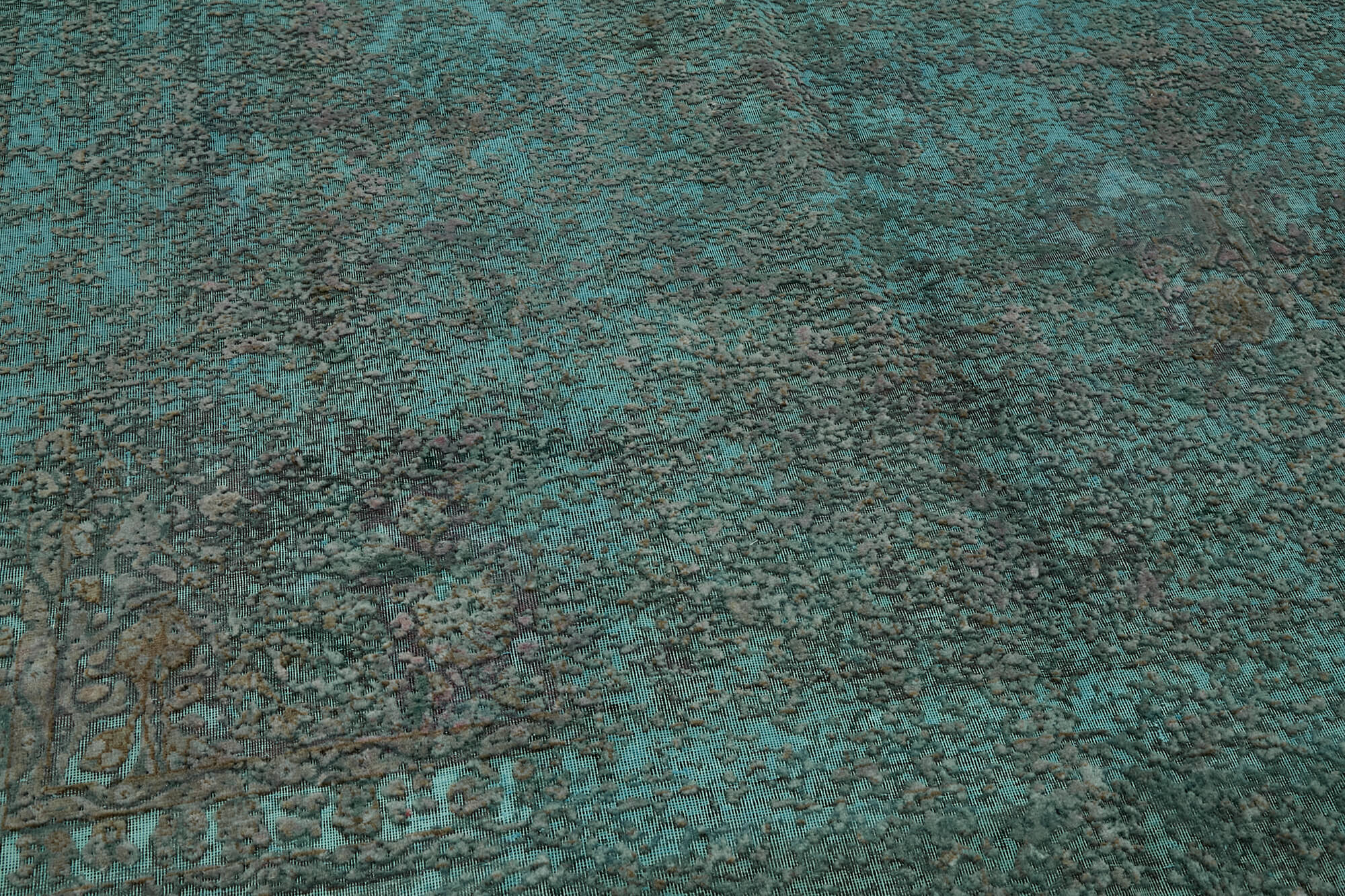 Collection of 9' 7'' x12' 10'' Turquoise Over-dyed Large Rug in a gallery layout