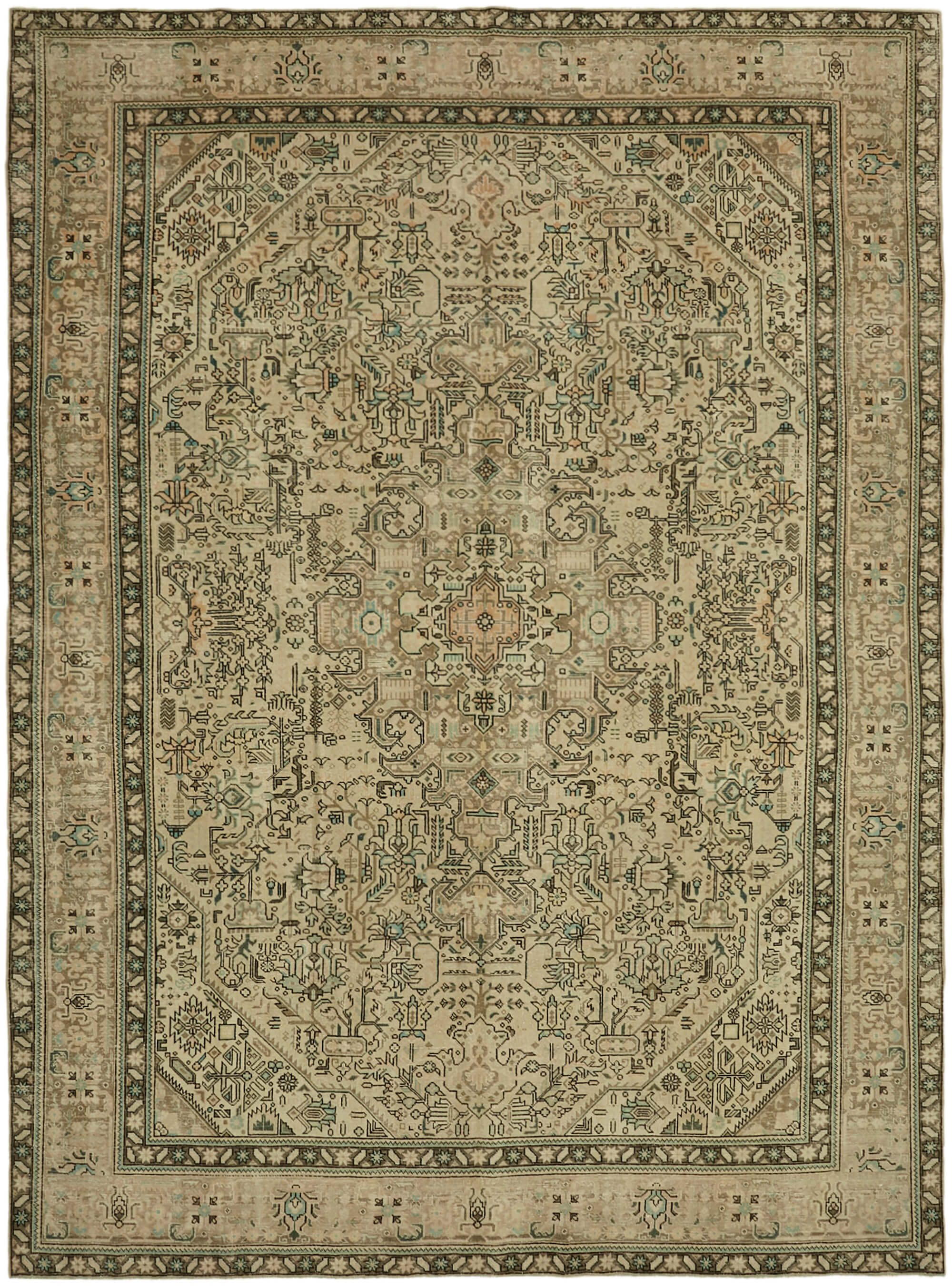 Collection of 9' 7'' x 12' 10'' Vintage Handmade Oriental Rug in a gallery layout