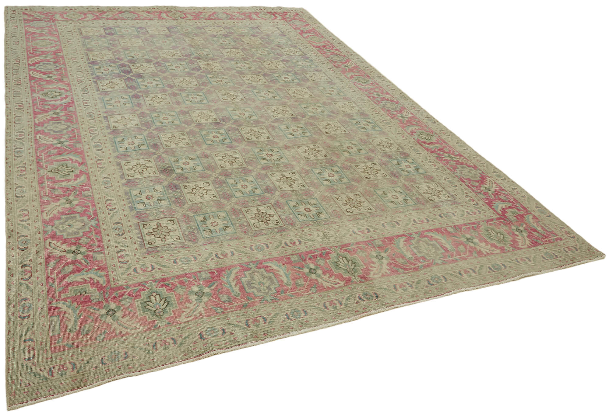 Collection of 7' 11'' x 11' 2'' Beige Vintage Large Area Rug in a gallery layout