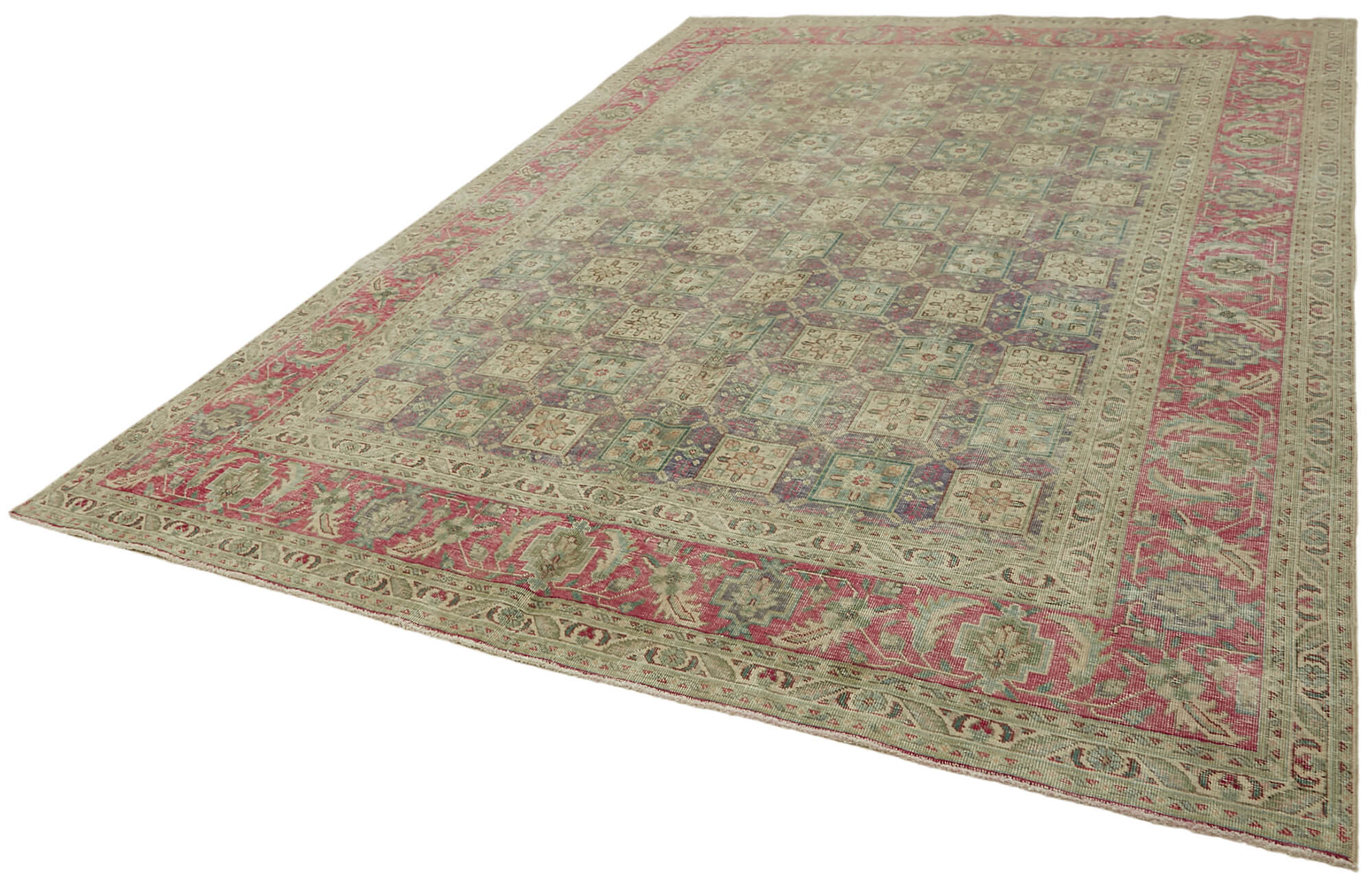 Collection of 7' 11'' x 11' 2'' Beige Vintage Large Area Rug in a gallery layout