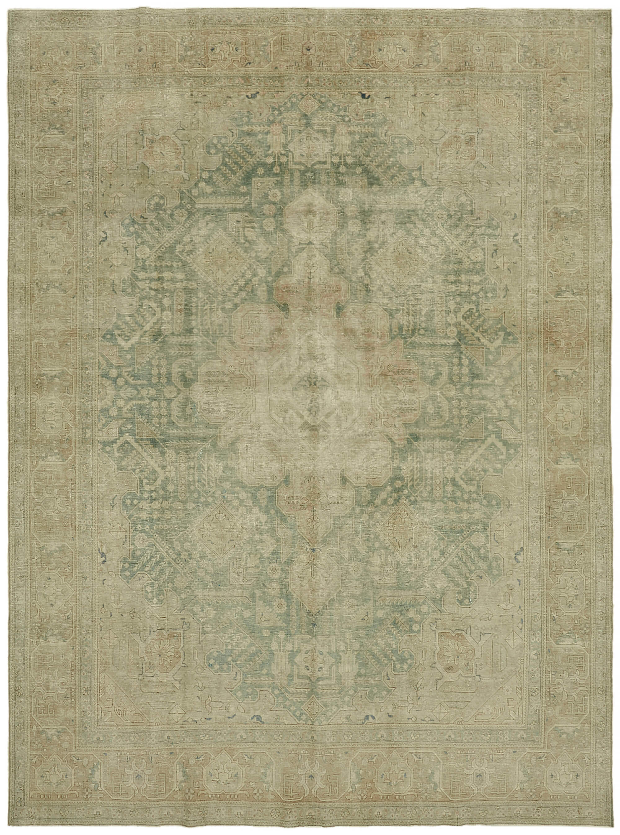 Collection of 9' 7'' x 12' 7'' Beige Vintage Large Rug in a gallery layout