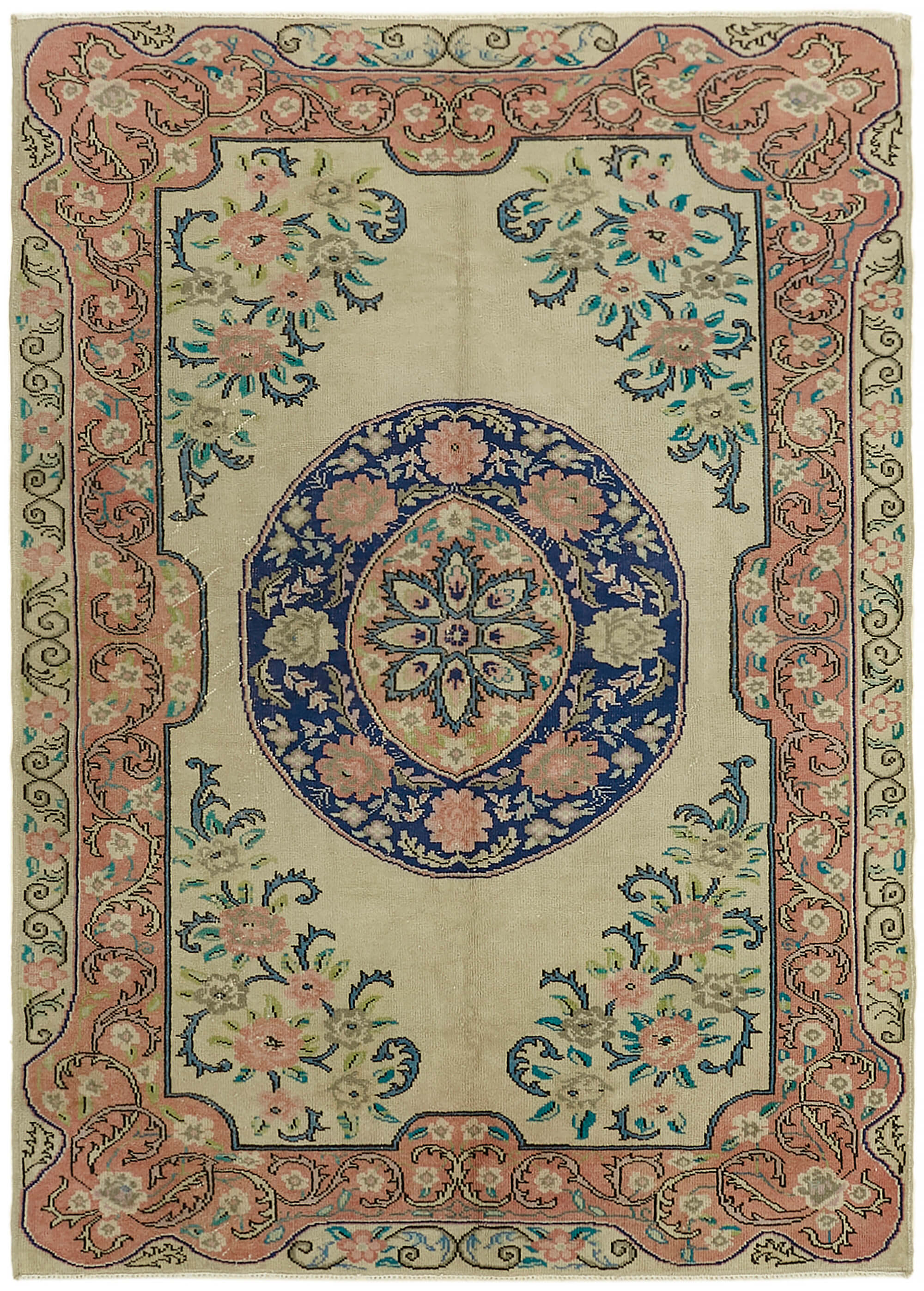 Collection of 7' 10'' x 10' 10'' Beige Vintage Large Area Rug in a gallery layout