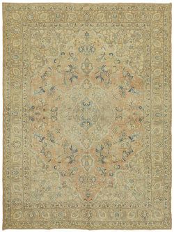 Collection of 9' 9'' x 12' 7'' Beige Vintage Large Area Rug in a gallery layout