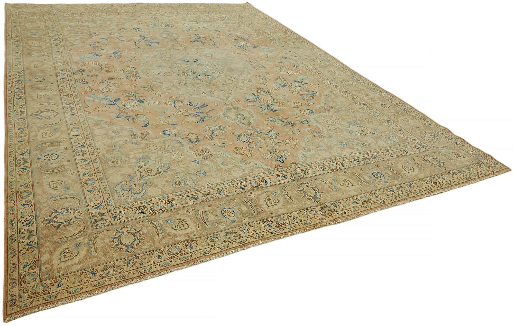 Collection of 9' 9'' x 12' 7'' Beige Vintage Large Area Rug in a gallery layout