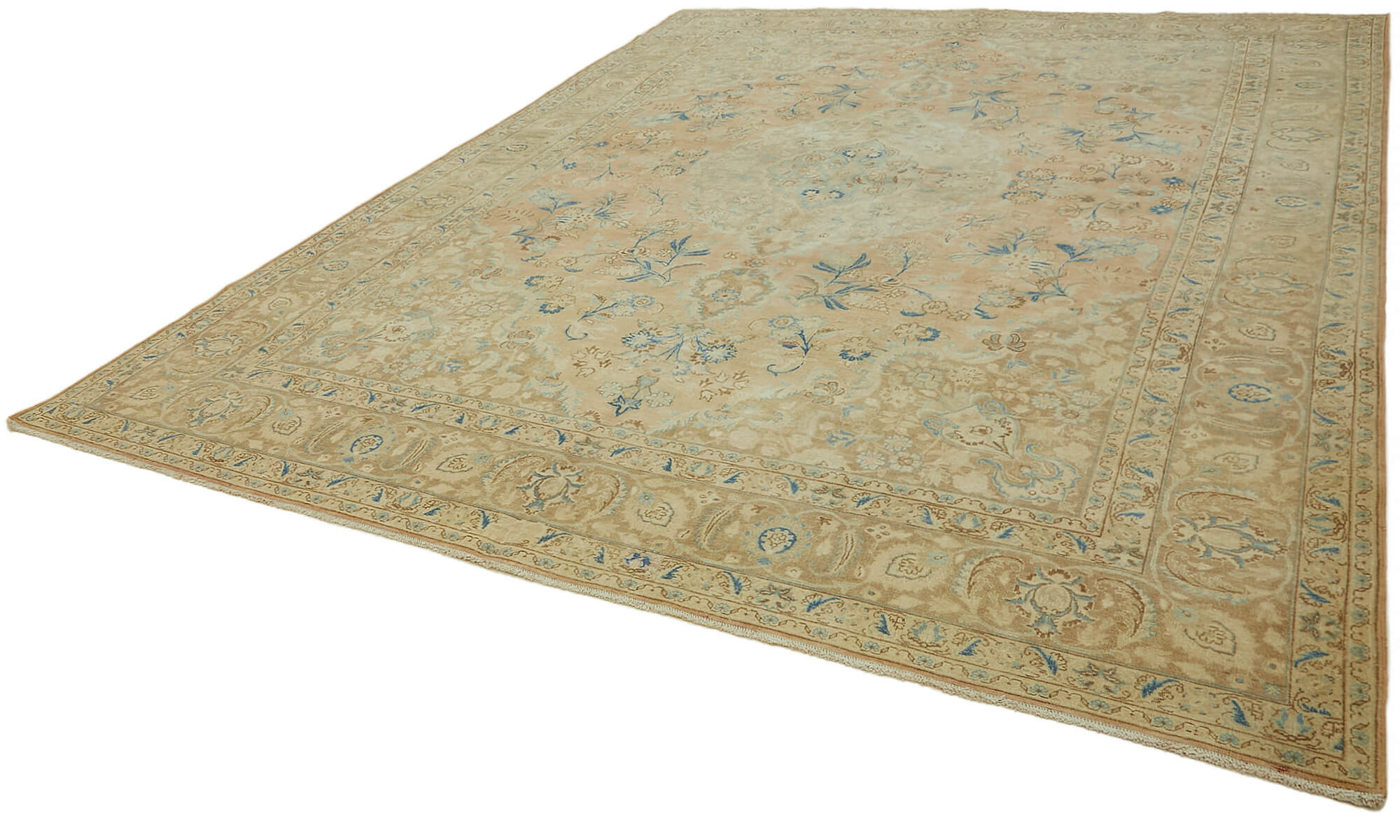 Collection of 9' 9'' x 12' 7'' Beige Vintage Large Area Rug in a gallery layout