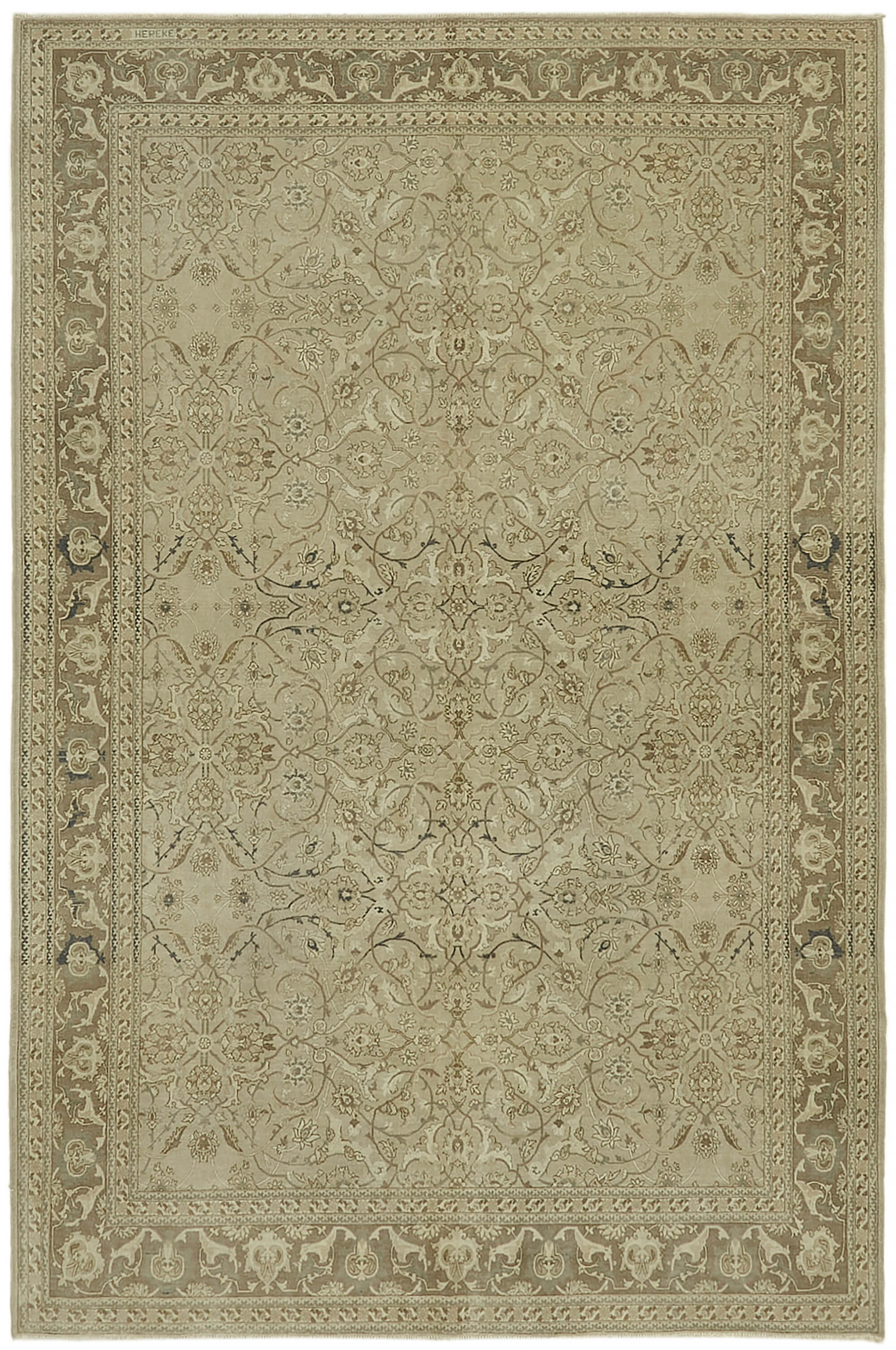 Collection of 7' 3'' x 10' 9'' Beige Vintage Large Area Rug in a gallery layout