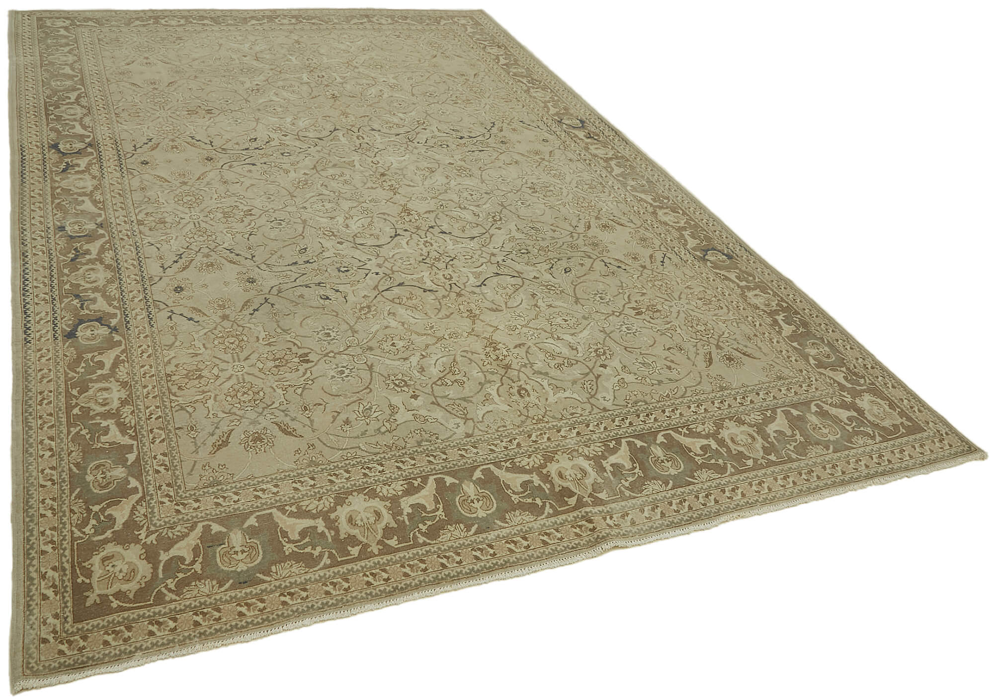 Collection of 7' 3'' x 10' 9'' Beige Vintage Large Area Rug in a gallery layout