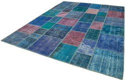 Collection of 8' 6'' x 11' 7'' Hand-Knotted Turkish Patchwork Rug in a gallery layout