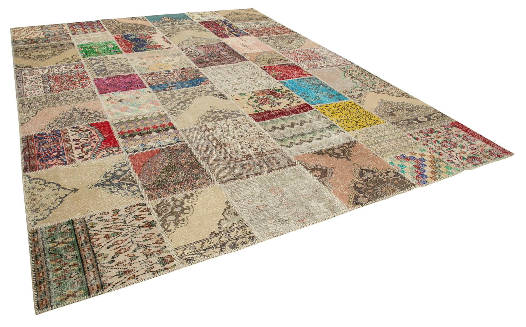 Collection of 10' x 13' 2'' Hand-Knotted Turkish Patchwork Rug in a gallery layout