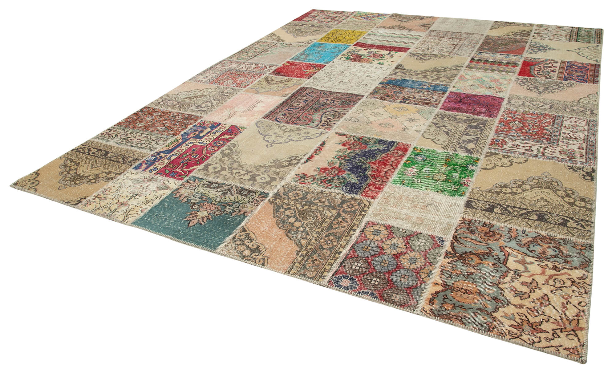 Collection of 10' x 13' 2'' Hand-Knotted Turkish Patchwork Rug in a gallery layout