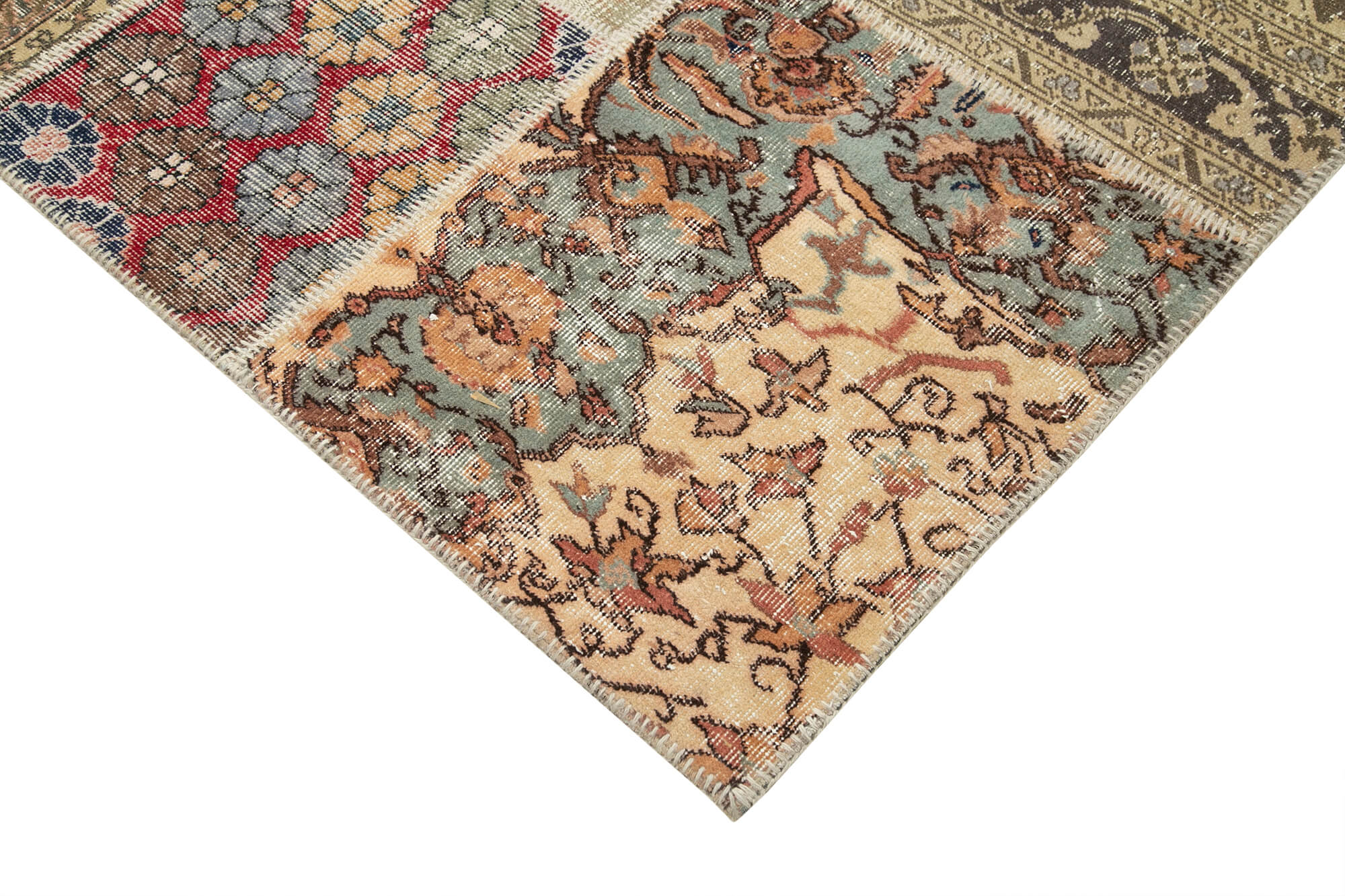 Collection of 10' x 13' 2'' Hand-Knotted Turkish Patchwork Rug in a gallery layout