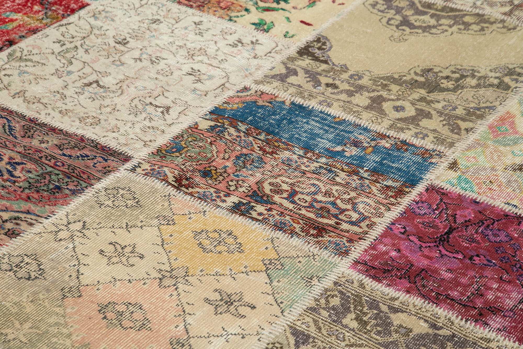 Collection of 10' x 13' 2'' Hand-Knotted Turkish Patchwork Rug in a gallery layout