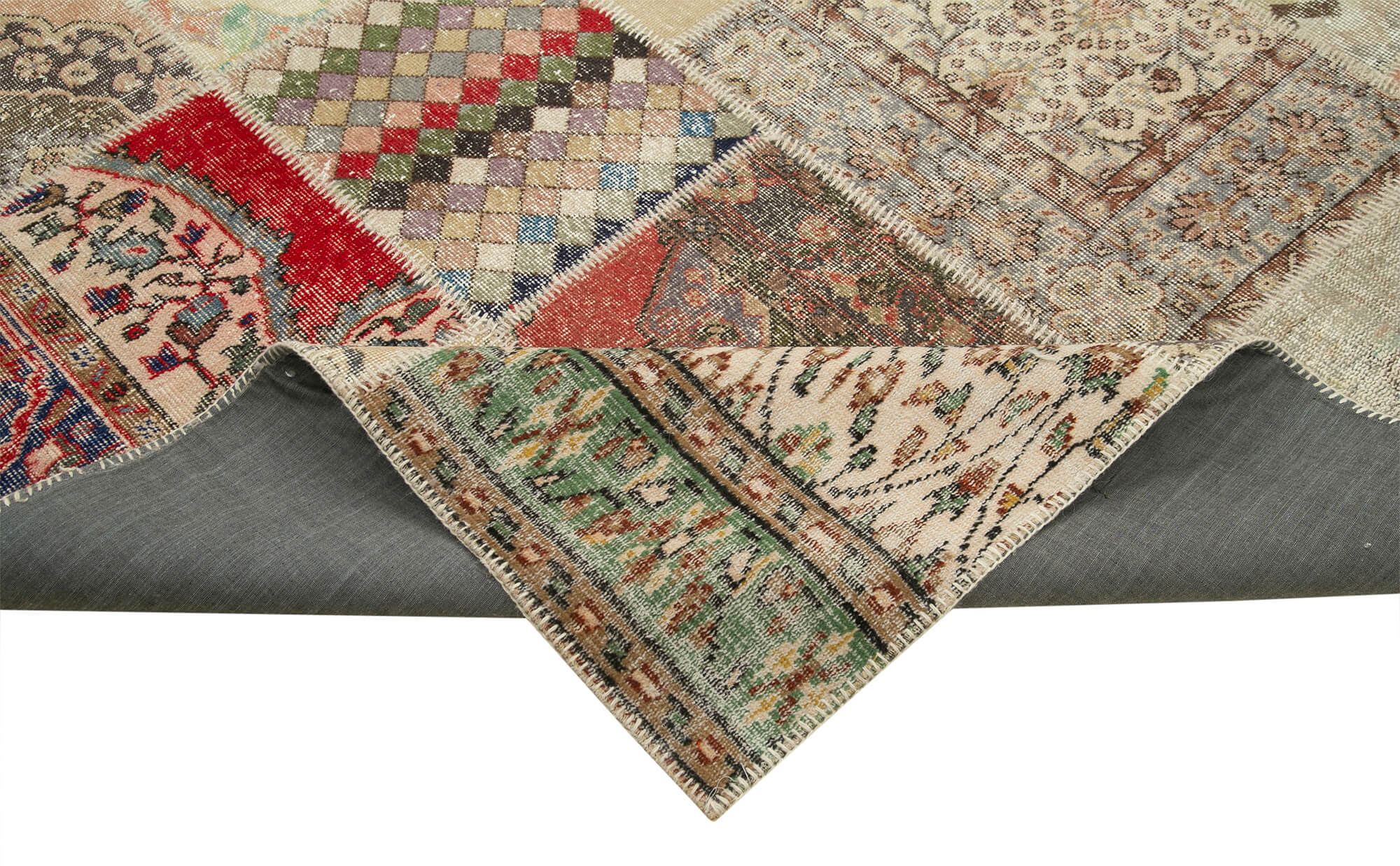 Collection of 10' x 13' 2'' Hand-Knotted Turkish Patchwork Rug in a gallery layout