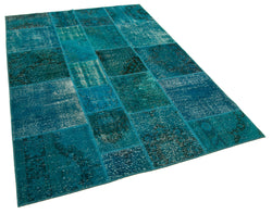 Collection of 5' 7'' x 7' 10'' Hand-Knotted Turkish Patchwork Rug in a gallery layout